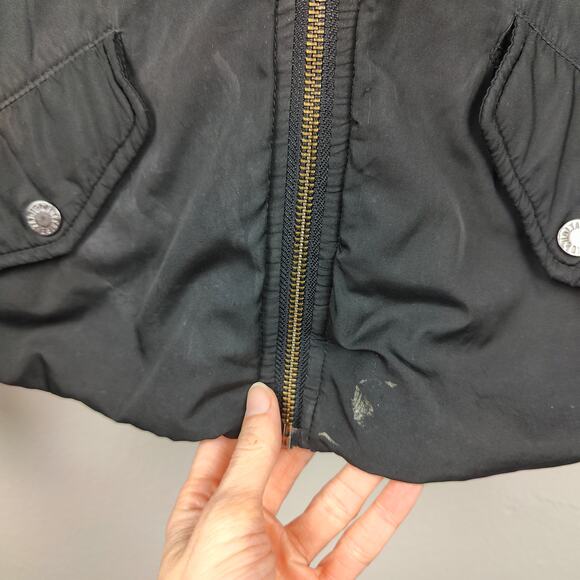 Zadig & Voltaire Kal Bomber Jacket Womens Small Black Full Zip Faux Leather - Picture 3 of 11